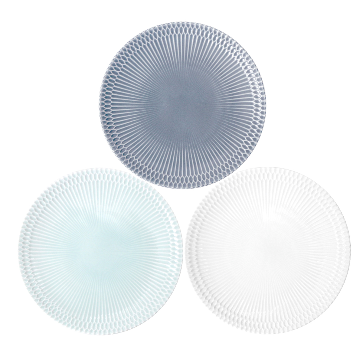 【美濃焼】 さざなみ 20丸皿 3色セット 白 青白 ブルーグレー 瑞浪市 / JS企画 小田陶器 皿 プレート 丸皿 [AZAZ102]