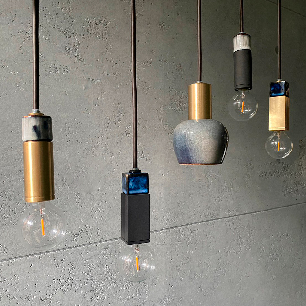 CTSH LIGHT. ペンダントライト＜Ljus オールド ネイビー E17＞ 瑞浪市 / ジオニック 照明器具 ソケット 真鍮 磁器 シェード タイル [AZBQ111]