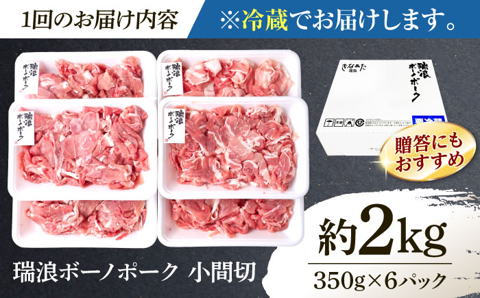 【6回定期便】※冷蔵配送/地域限定※ 岐阜県産 豚 瑞浪ボーノポーク 小間切 (350g×6パック) 瑞浪市 / きなぁた瑞浪 [AZCI042]