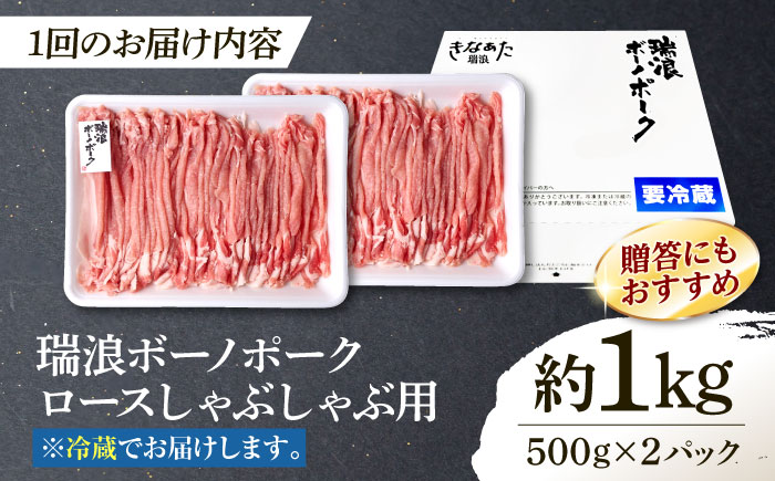 【6回定期便】 ※冷蔵配送/地域限定※ 岐阜県産 豚 瑞浪ボーノポーク しゃぶしゃぶ 1kg まんぷくセット 瑞浪市 / きなぁた瑞浪 [AZCI054]
