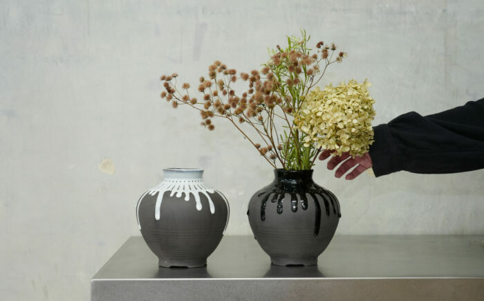 Hanano Shizuku Sakura 黒 瑞浪市 / nozan 花瓶 フラワーベース [AZCQ008]