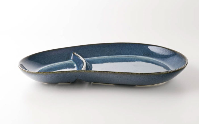 【美濃焼】 北欧ブルー おにぎり形 ランチプレート 2点セット 35193468 瑞浪市 / やまに 食器 皿 陶磁器 [AZCR012]