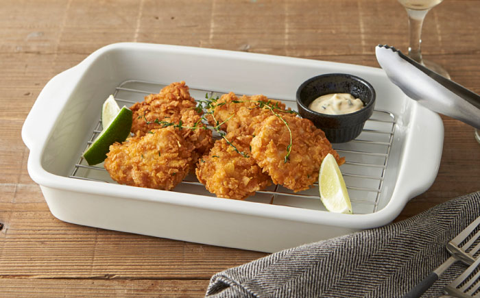 【美濃焼】 31cm 磁器製 揚げ物バット ホワイト ステンレス網付き 瑞浪市 / 山九製陶所 陶磁器 揚げ物 天ぷら [AZDL001]