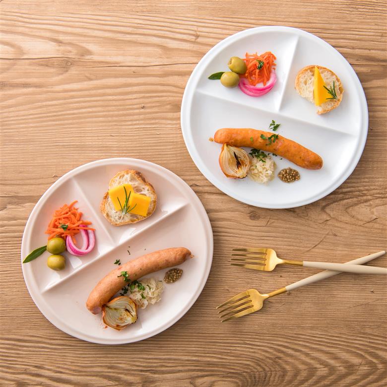 【選べる8色】【美濃焼】 ランチプレート titto 丸 ピンク 2枚セット 瑞浪市 / JS企画 / 小田陶器 食器 プレート 仕切り皿 おしゃれ [AZAZ016] ピンク