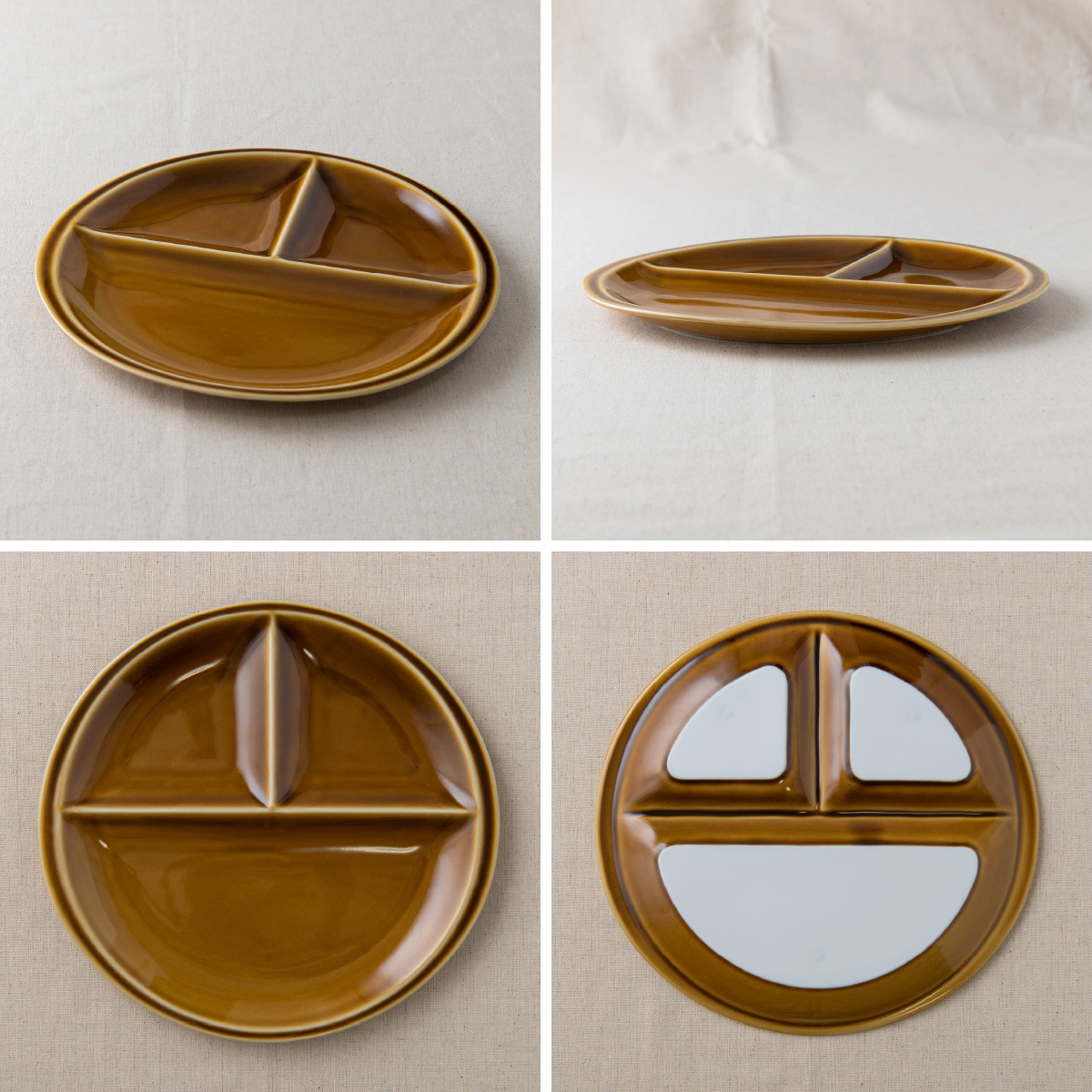 【選べる8色】【美濃焼】 ランチプレート titto 丸 ブラウン 2枚セット 瑞浪市 / JS企画 / 小田陶器 食器 プレート 仕切り皿 おしゃれ [AZAZ017] ブラウン