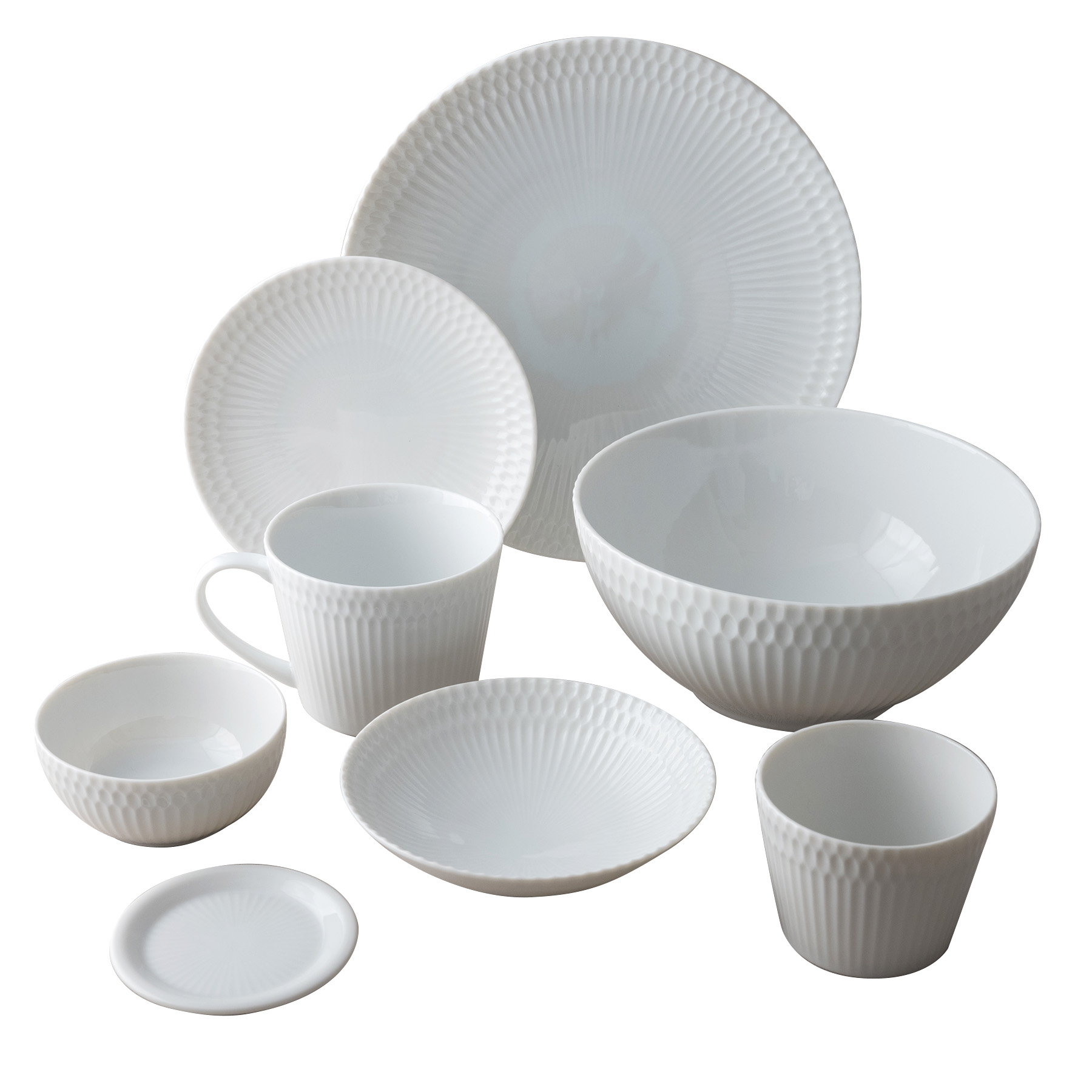 【3色から選べる】 【美濃焼】 さざなみ 8形状各2枚セット 24丸皿 16丸皿 19鉢 13取鉢 10小鉢 マグカップ 8.5猪口カップ 9フタ小皿 ホワイト 白 瑞浪市 / JS企画 小田陶器 小皿 プレート 鉢 小鉢 カップ [AZAZ158] 白
