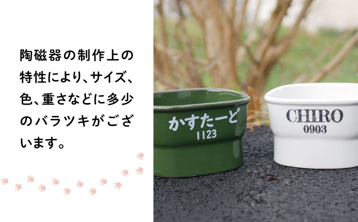 【美濃焼】 名入れ / 色が選べる 陶器製ペット用フードボウル name&number 早食い防止 高台 中 pet107 瑞浪市 / ながしまプランニングオフィス エサ入れ 餌皿 犬 猫 [AZBM111]