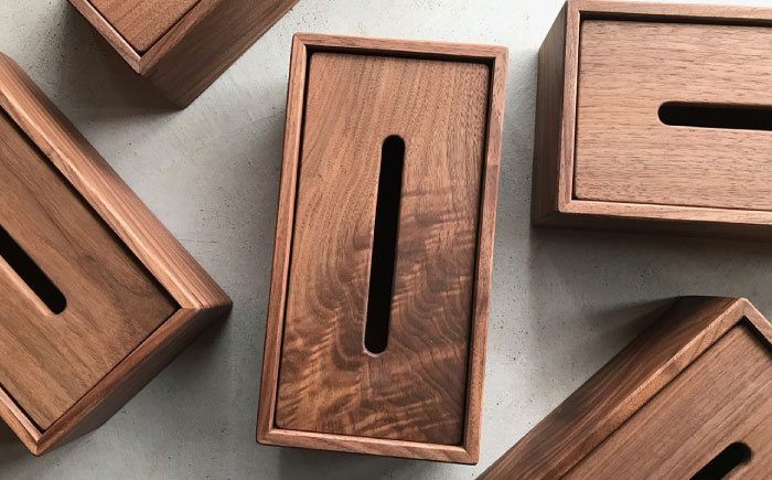 ティッシュボックス ブラックウォールナット / ティッシュボックス ティッシュ箱 ティッシュケース ウォールナット インテリア 雑貨 木製 / 瑞浪市 / Factory Kakamu [AZBZ003]