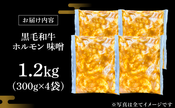 岐阜県産 黒毛和牛ホルモン 味噌 1.2kg （300g×4袋） 瑞浪市 / マルチョウ渡辺精肉店 和牛ホルモン 焼肉 炒め 国産 [AZCW055] 1.2kg （300g×4袋）