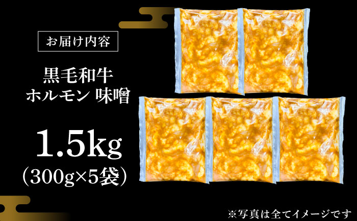 岐阜県産 黒毛和牛ホルモン 味噌 1.5kg （300g×5袋） 瑞浪市 / マルチョウ渡辺精肉店 和牛ホルモン 焼肉 炒め 国産 [AZCW056] 1.5kg （300g×5袋）