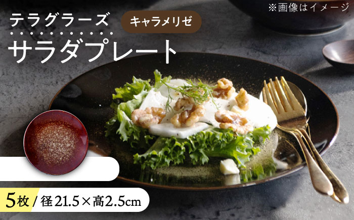 【美濃焼】 テラグラーズ サラダプレート キャラメリゼ 5客揃 瑞浪市 / アワサカ 食器 皿 プレート [AZAD024]