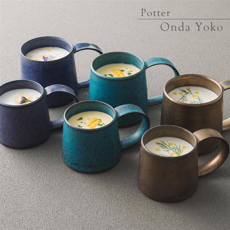 【美濃焼】 恩田陽子 コーヒーマグカップ カフェオレマグカップ 3色×2サイズ 計6点セット グリーン ゴールド パープル 瑞浪市 / JS企画 マグカップ セット　 [AZAZ027]