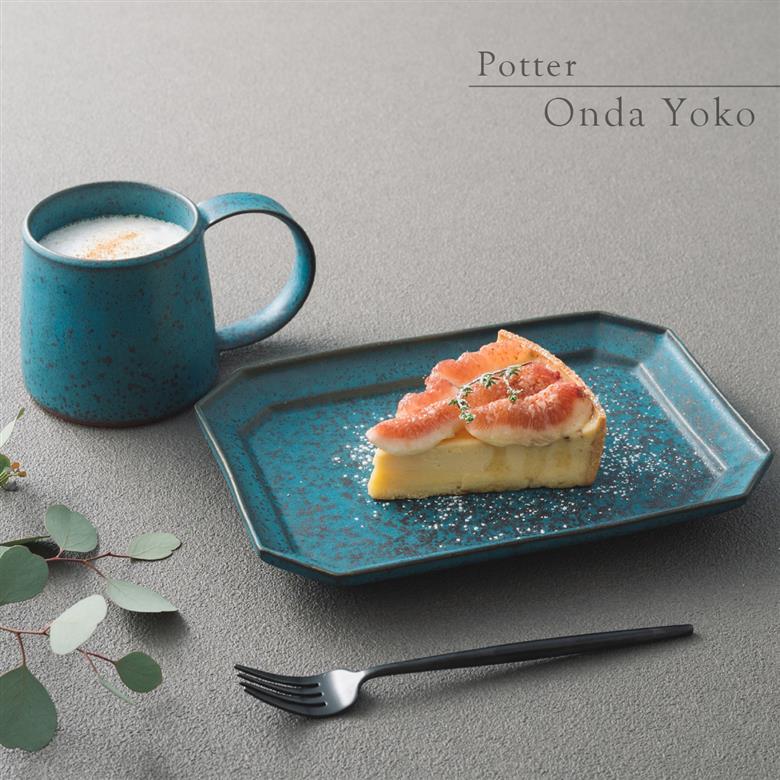 【3色から選べる】 【美濃焼】 恩田陽子 カフェオレマグカップ 隅切長角皿 L 各1枚セット グリーン 瑞浪市 / JS企画 マグカップ 皿 プレート セット [AZAZ039] グリーン