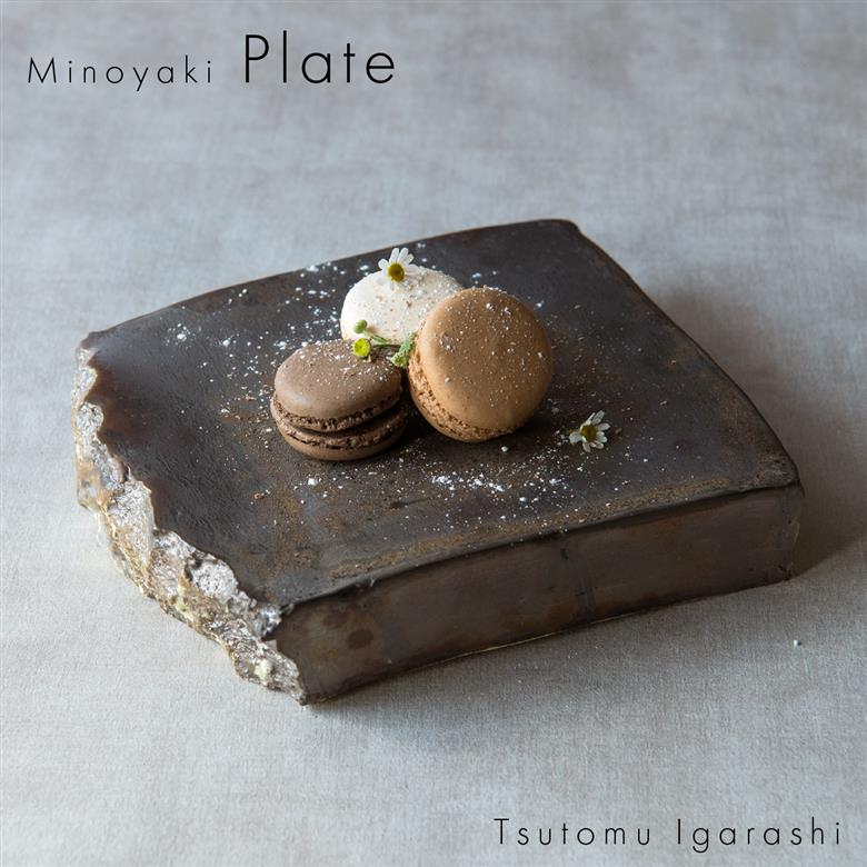 【美濃焼】 五十嵐務 台皿 ブロンズ釉 ブラウン 瑞浪市 / JS企画 陶芸作品 皿 小皿 インテリア 食器 [AZAZ216]