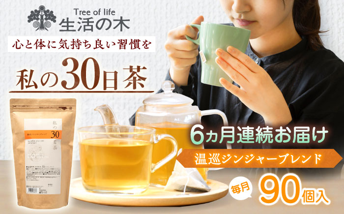 【6回定期便】 私の30日茶 温巡ジンジャーブレンド 90個入(90日分) 瑞浪市 / 生活の木 瑞浪ファクトリー直送 ブレンドティー お茶 [AZBE062]