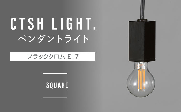 CTSH LIGHT. ペンダントライト＜SQUARE ブラッククロム E17＞ 瑞浪市 / ジオニック 照明器具 ソケット 鉄 ブラック [AZBQ091]