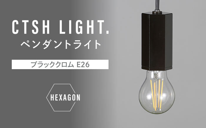 CTSH LIGHT. ペンダントライト＜HEXAGON ブラッククロム E26＞ 瑞浪市 / ジオニック 照明器具 ソケット 鉄 ブラック [AZBQ094]
