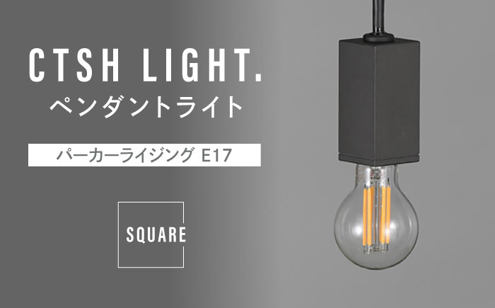 CTSH LIGHT. ペンダントライト＜SQUARE パーカーライジング E17＞ 瑞浪市 / ジオニック 照明器具 ソケット 鉄 ブラック [AZBQ097]