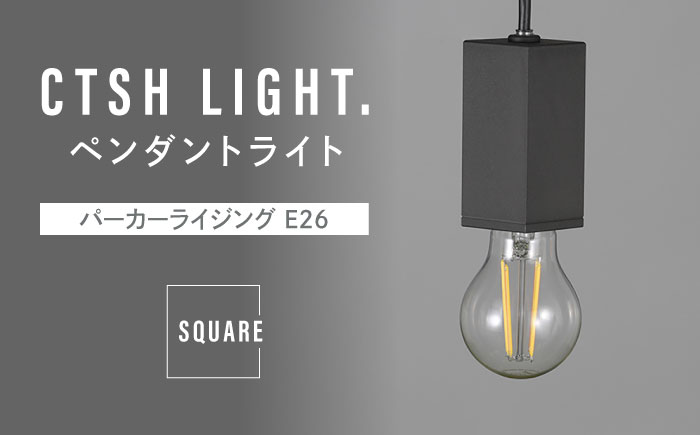 CTSH LIGHT. ペンダントライト＜SQUARE パーカーライジング E26＞ 瑞浪市 / ジオニック 照明器具 ソケット 鉄 ブラック [AZBQ098]