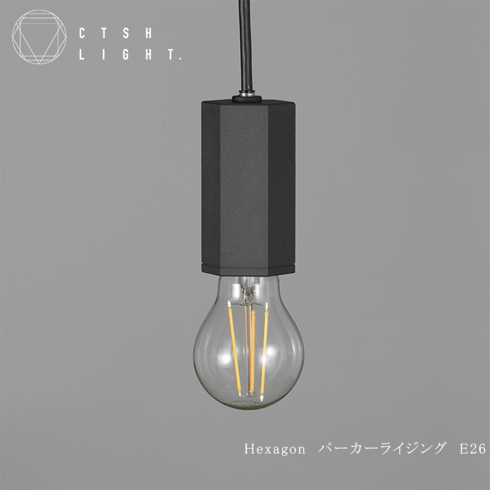 CTSH LIGHT. ペンダントライト＜HEXAGONパーカーライジング E26＞ 瑞浪市 / ジオニック 照明器具 ソケット 鉄 ブラック [AZBQ100]