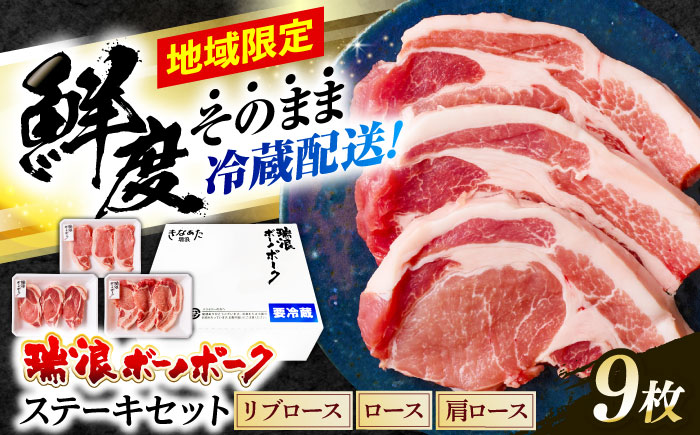 ※冷蔵配送/地域限定※ 岐阜県産 豚 瑞浪ボーノポーク ステーキ 1kg 食べ比べセット (リブロース・ロース・肩ロース) 瑞浪市 / きなぁた瑞浪 [AZCI023]