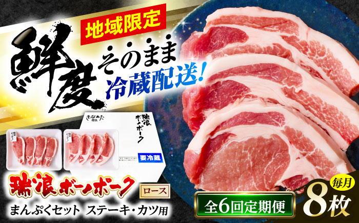 【6回定期便】 ※冷蔵配送/地域限定※ 岐阜県産 豚 瑞浪ボーノポーク ロースステーキ 1kg まんぷくセット 瑞浪市 / きなぁた瑞浪 [AZCI063]