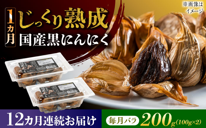 【12回定期便】 国産熟成 黒にんにく 200g (100g×2) バラ 瑞浪市 / 国産ムラセの熟成黒にんにく 青森県産 ニンニク [AZCO015] 12回定期便
