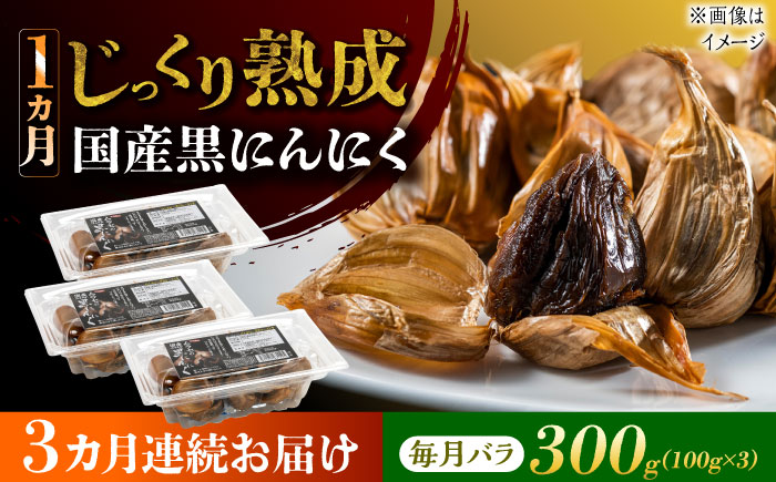 【3回定期便】 国産熟成 黒にんにく 300g (100g×3) バラ 瑞浪市 / 国産ムラセの熟成黒にんにく 青森県産 ニンニク [AZCO016] 3回定期便
