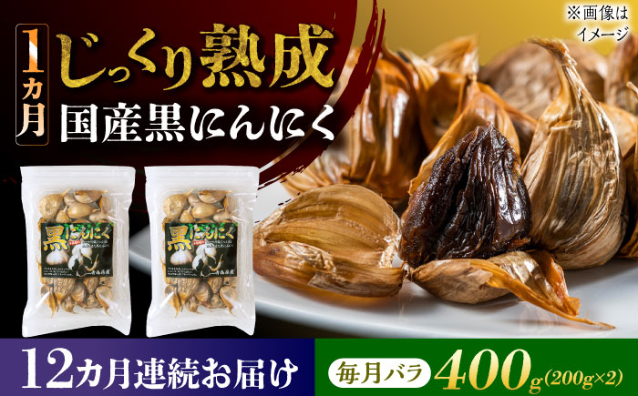 【12回定期便】 国産熟成 黒にんにく 400g (200g×2) バラ 瑞浪市 / 国産ムラセの熟成黒にんにく 青森県産 ニンニク [AZCO021] 12回定期便