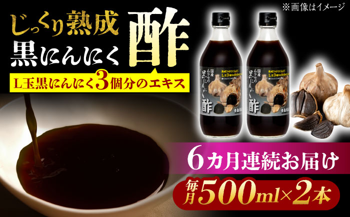 【6回定期便】 国産ムラセの黒にんにく酢 500ml×2本 瑞浪市 / 国産ムラセの熟成黒にんにく 黒にんにく 酢 青森県産 ニンニク [AZCO023] 6回定期便
