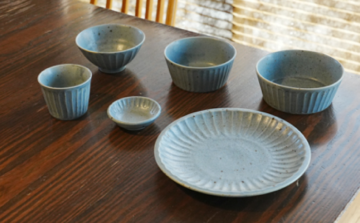 【美濃焼/みずなみ焼】 大地の器 ブルー 6点セット 瑞浪市 / 山喜製陶 プレート ボウル カップ [AZCP048]