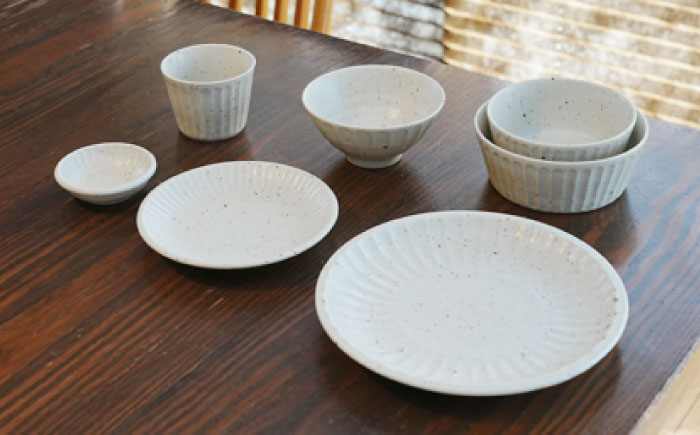 【美濃焼/みずなみ焼】 大地の器 ホワイト 7点セット 瑞浪市 / 山喜製陶 プレート ボウル カップ [AZCP052]