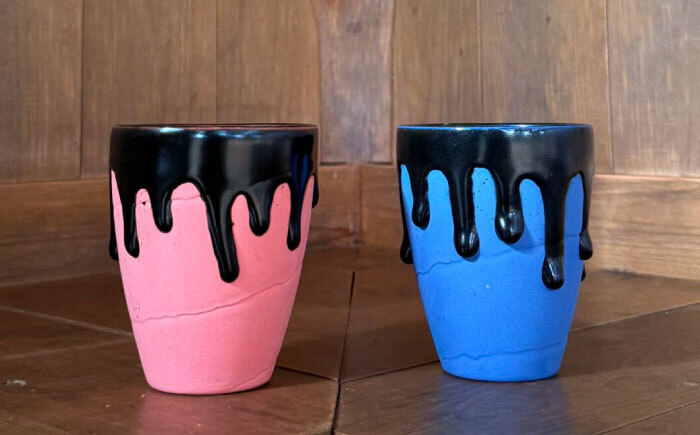 ひとしずく カップ Pink × Blue セット 瑞浪市 / nozan コップ ペア 小物入れ 花瓶 [AZCQ001]