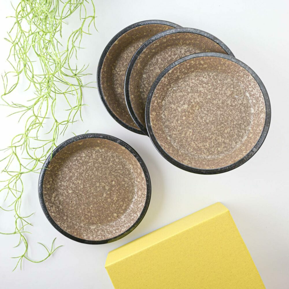 【美濃焼】 チグ 15cm 小皿 茶 箱入り 4枚セット 78193495 瑞浪市 / やまに 取り皿 食器 プレート [AZCR021]