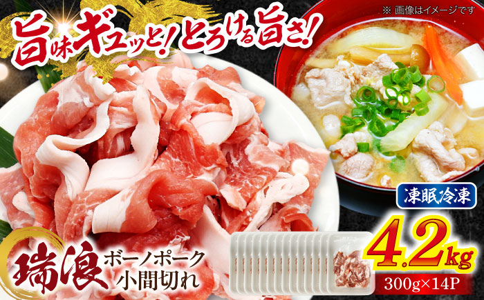 瑞浪ボーノポーク 小間切れ 4.2kg (300g×14P) 瑞浪市 / マルチョウ渡辺精肉店 冷凍 凍眠 真空 パック 豚肉 国産 こま切れ 小分け お取り寄せ [AZCW036] 4.2kg