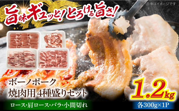 【12/22までの決済で年内発送】瑞浪ボーノポーク 焼肉用 4種盛りセット (ロース・肩ロース・バラ・小間切れ) 計1.2kg 瑞浪市 / マルチョウ渡辺精肉店 冷凍 小分け 豚肉 国産 [AZCW038] 1.2kg