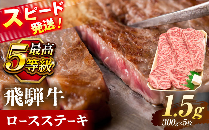 飛騨牛 最高5等級 厚切り ロースステーキ 1.5kg (300g×5枚) 瑞浪市 /  冷凍 和牛 ギフト [AZDB013]