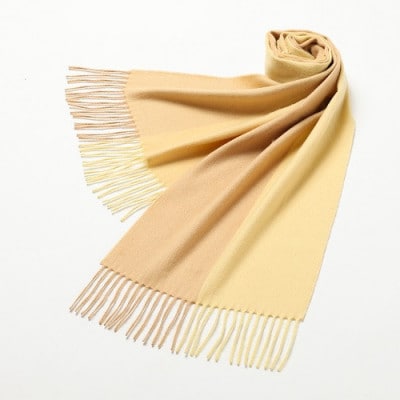 リバーシブル風　カシミヤ・ウール　マフラー　(クリーム)