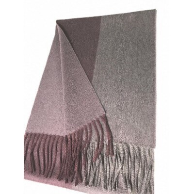 リバーシブル風　カシミヤ・ウール　マフラー(ボルドー)