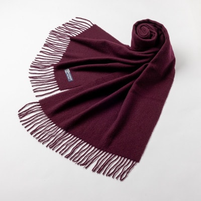 【B1-4】大判　カシミヤ100%　マフラー(ボルドー)