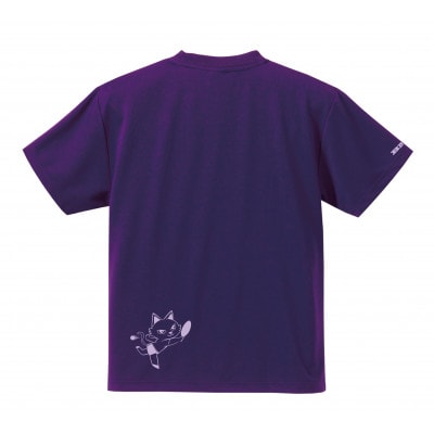 JTTA公認　卓球ユニフォーム【男女兼用(ドライ):Lサイズ】ねこ　パープル
