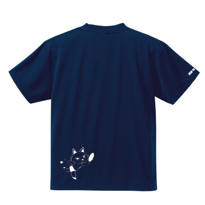 JTTA公認　卓球ユニフォーム【男女兼用(ドライ):Lサイズ】ねこ　ネイビー
