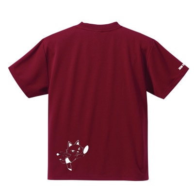 JTTA公認　卓球ユニフォーム【男女兼用(ドライ):150サイズ】ねこ　バーガンディー
