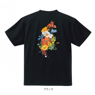 JTTA公認　卓球ユニフォーム【男女兼用(ドライ):Mサイズ】フラワー　ブラック