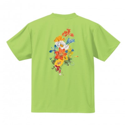 JTTA公認　卓球ユニフォーム【男女兼用(ドライ):Mサイズ】フラワー　ライム