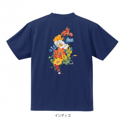 JTTA公認　卓球ユニフォーム【男女兼用(ドライ):Mサイズ】フラワー　インディゴ