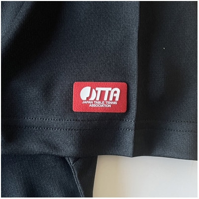JTTA公認　卓球ユニフォーム【男女兼用(ドライ):Mサイズ】アルファベット　T　ブラック