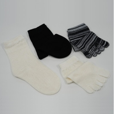 正活絹 冷えとり靴下 基本シルク・コットン4組セットB(Lサイズ)