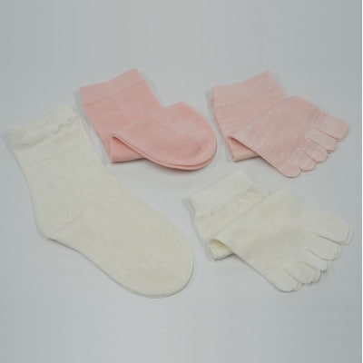 正活絹 冷えとり靴下 基本シルク・コットン4組セットD(Mサイズ)