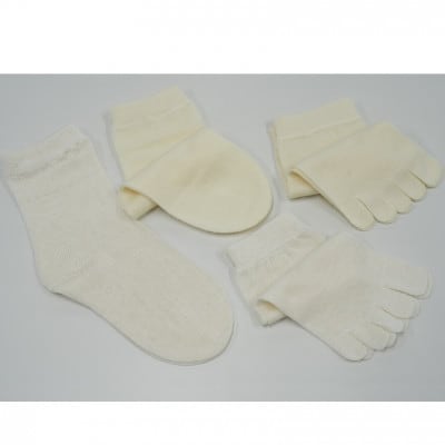 正活絹 冷えとり靴下 基本シルク・ウール4組セット(Lサイズ)